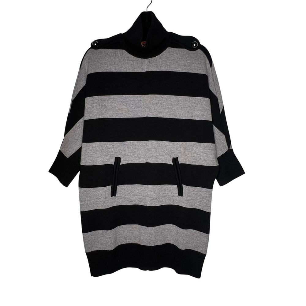 Tory Burch Striped Turtleneck Tunic Wool Merino Sweater Size Small